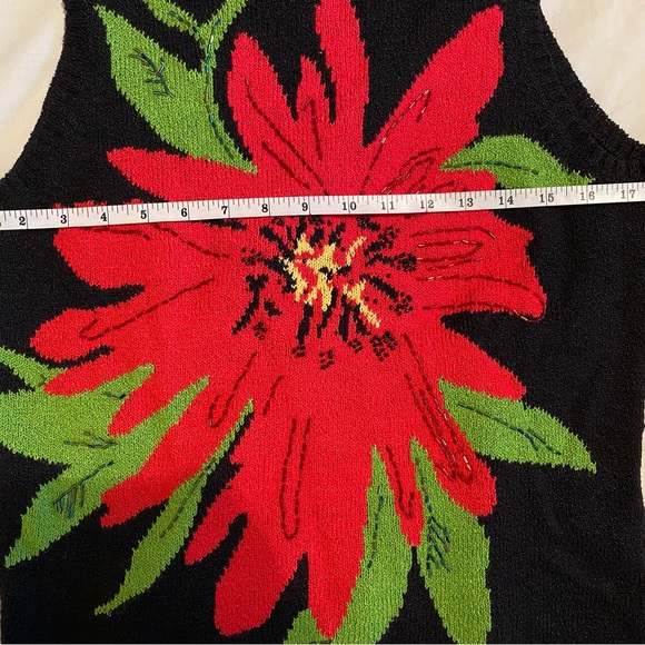 Catherine Stewart for BellePointe poinsettia sweater vest ugly Christmas sweater - Picture 4 of 10